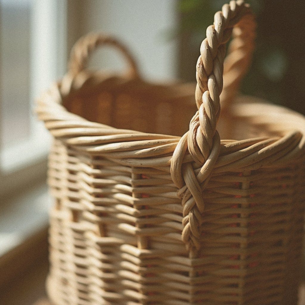 Faktura wikliny — Kosze boho dom — jak stylować wiklinę w 